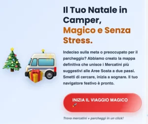 link mercatini di natale e ricerca area sosta camper